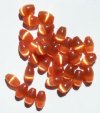 30 6x4mm Burnt Orange Fiber Optic Oval Beads